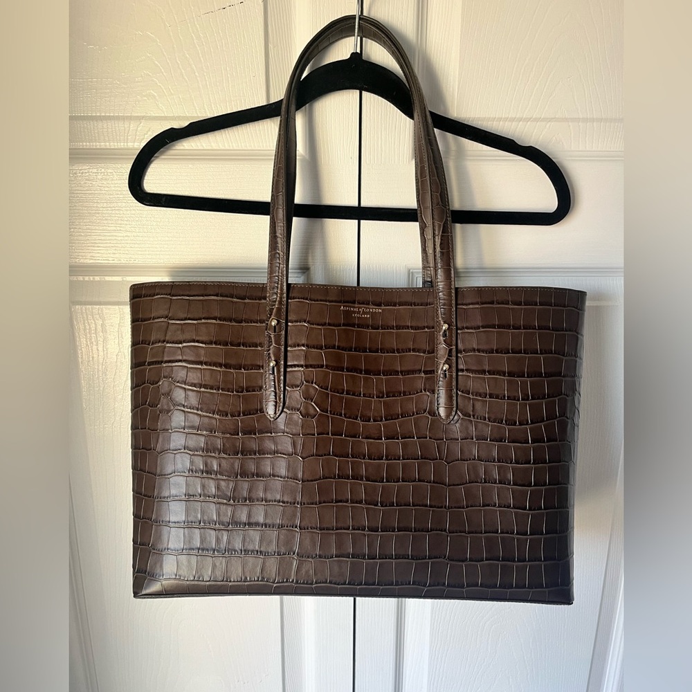 Brown Croc-Embossed Tote Bag - Classic Women’s Handbag